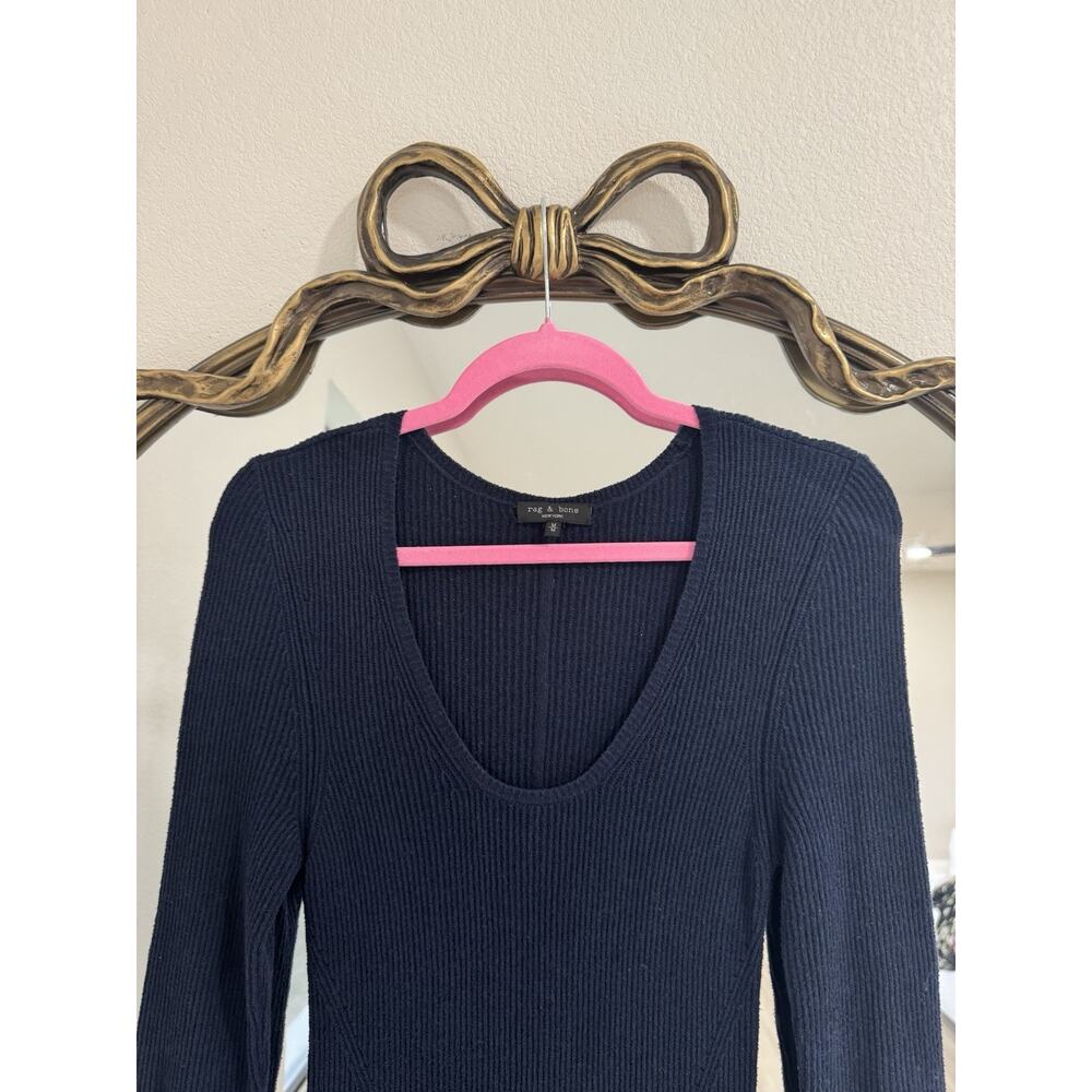 Rag & Bone Sunny Ribbed Midi Dress Blue Size M - Picture 3 of 4